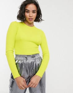 Джемпер лаймового цвета в рубчик Bershka-Зеленый