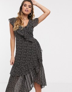 Чайное платье миди с цветочным принтом Missguided-Мульти