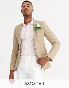 Приталенный блейзер в клетку ASOS DESIGN Tall wedding-Бежевый