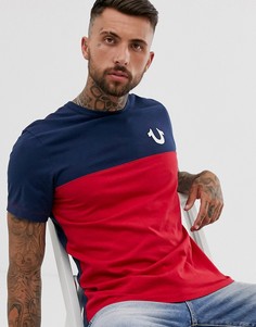 Темно-синяя футболка со вставками колор блок True Religion Аmericana-Темно-синий