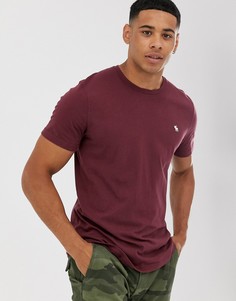 Бордовая футболка с круглым вырезом и логотипом Abercrombie & Fitch-Красный
