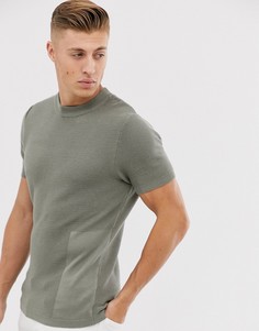 Трикотажная футболка цвета хаки River Island-Зеленый
