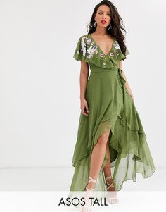 Платье макси с вышивкой ASOS DESIGN Tall-Мульти