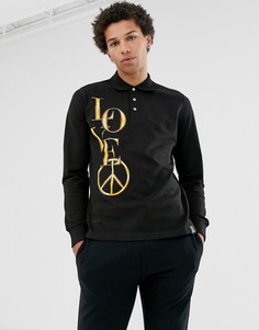 Поло с длинными рукавами и золотистым принтом Love Moschino-Черный