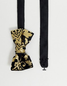 Черный галстук-бабочка с золотистым принтом пейсли с эффектом металлик Twisted Tailor