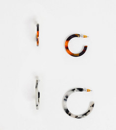 Набор из 2 пар сережек-колец с черепаховым рисунком Reclaimed Vintage inspired-Мульти