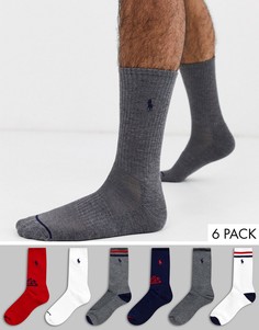 Набор носков (серый/в полоску/красный) Polo Ralph Lauren - 6 пар