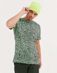 Зеленая футболка с леопардовым принтом Only & Sons-Зеленый