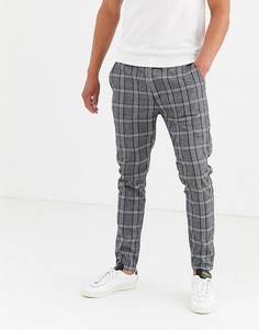 Брюки скинни в клетку Brave Soul-Серый