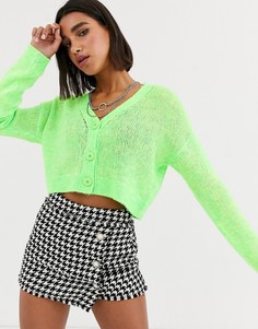 Кардиган мятного цвета на пуговицах Bershka-Зеленый