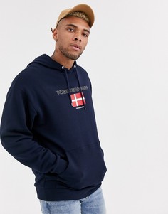 Темно-синее oversize-худи с принтом ASOS DESIGN-Темно-синий