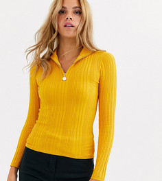 Легкий желтый джемпер с кольцом на бегунке молнии Miss Selfridge