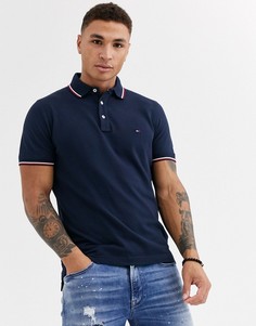 Футболка-поло зауженного кроя с кантом Tommy Hilfiger-Темно-синий