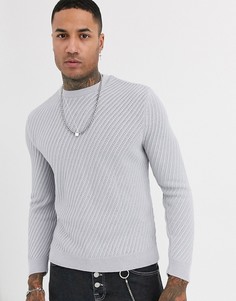 Серый фактурный джемпер в диагональный рубчик ASOS DESIGN