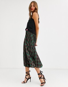 Плиссированная юбка миди в клетку Closet London-Мульти