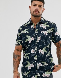 Темно-синяя футболка с короткими рукавами и принтом Jack & Jones Essentials-Темно-синий