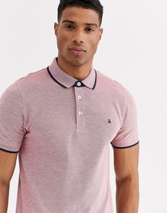 Красное зауженное поло из ткани пике с кантом Jack & Jones Essentials-Красный