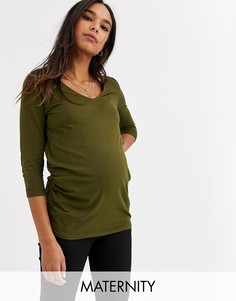 Топ цвета хаки с рукавами 3/4 New Look Maternity-Зеленый