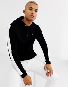 Черный худи с белыми полосками по бокам ASOS DESIGN