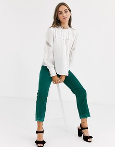 Блузка с кружевной вставкой Free People-Белый