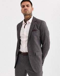 Бордовый зауженный пиджак в ломаную клетку Burton Menswear-Красный