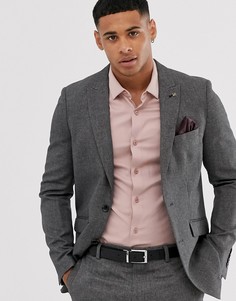 Серый приталенный пиджак в клетку Burton Menswear