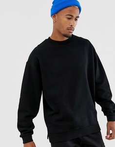 Черный oversize-свитшот с разрезом ASOS DESIGN