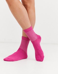 Ярко-розовые носки в рубчик с блестками ASOS DESIGN-Розовый