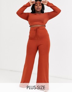 Расклешенные брюки в рубчик Fashionkilla Plus-Красный