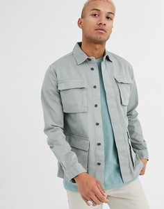 Зеленая рубашка навыпуск с длинными рукавами Topman-Зеленый