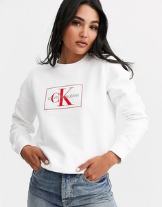 Лонгслив с логотипом Calvin Klein-Белый