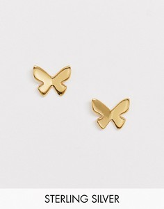Позолоченные серьги-гвоздики с бабочками Olivia Burton-Золотой