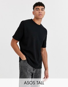 Черная плотная свободная футболка ASOS WHITE Tall-Черный