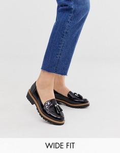 Черные лоферы для широкой стопы на массивной подошве с кисточками New Look-Черный