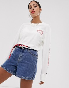 Футболка с длинным рукавом с логотипом на рукаве Tommy Jeans-Белый