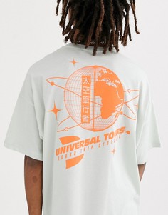 Oversize-футболка с принтом на спине ASOS DESIGN-Серый