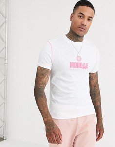 Футболка с контрастной строчкой и принтом ASOS DESIGN-Белый