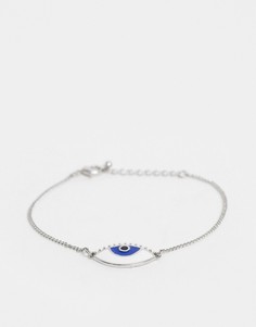 Серебристый браслет-цепочка с эмалированным глазом ASOS DESIGN-Серебряный