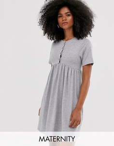 Серое свободное платье для кормления New Look Maternity-Зеленый