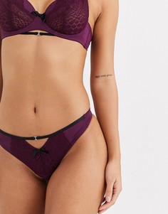 Фиолетовые стринги с сетчатой отделкой и змеиным принтом Hunkemoller Selene-Фиолетовый