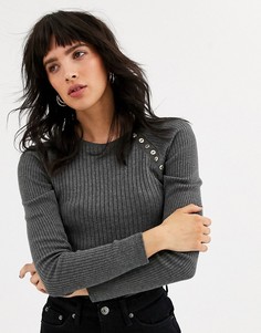 Серый джемпер на пуговицах Topshop