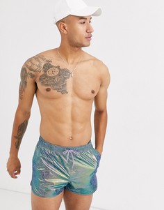 Шорты для плавания металлик в спортивном стиле ASOS DESIGN-Мульти