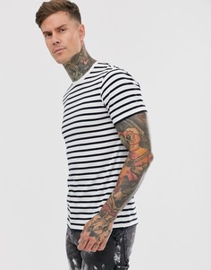 Футболка в темно-синюю и белую полоску Topman-Темно-синий