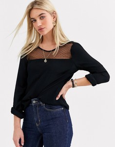 Джемпер с сетчатой вставкой Vero Moda-Черный