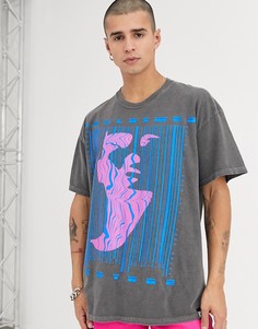 Oversize-футболка с принтом Reclaimed Vintage-Серый