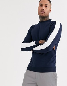 Темно-синий обтягивающий свитшот с полосками ASOS DESIGN