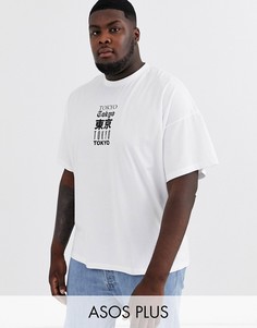 Oversize-футболка с принтом ASOS DESIGN Plus-Белый
