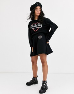 Расклешенная юбка с логотипом Love Moschino-Черный