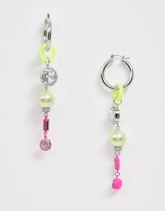 Серебристые серьги-кольца с жемчугом ASOS DESIGN-Серебряный