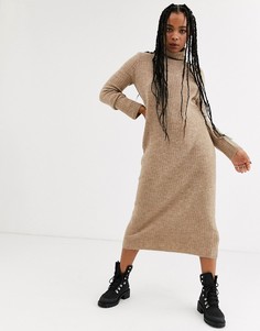 Бежевое платье-водолазка Bershka-Бежевый